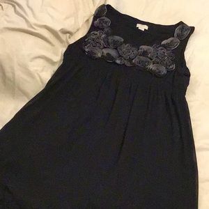 Yvos tank dress solid black with 3D flowers